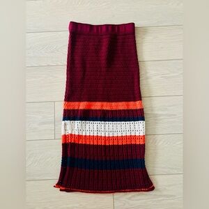 Free people crochet midi skirt maroon combo size small